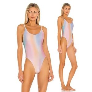 NWT PQ Swim Golden Hour Scoop One Piece Multicolor Swimsuit